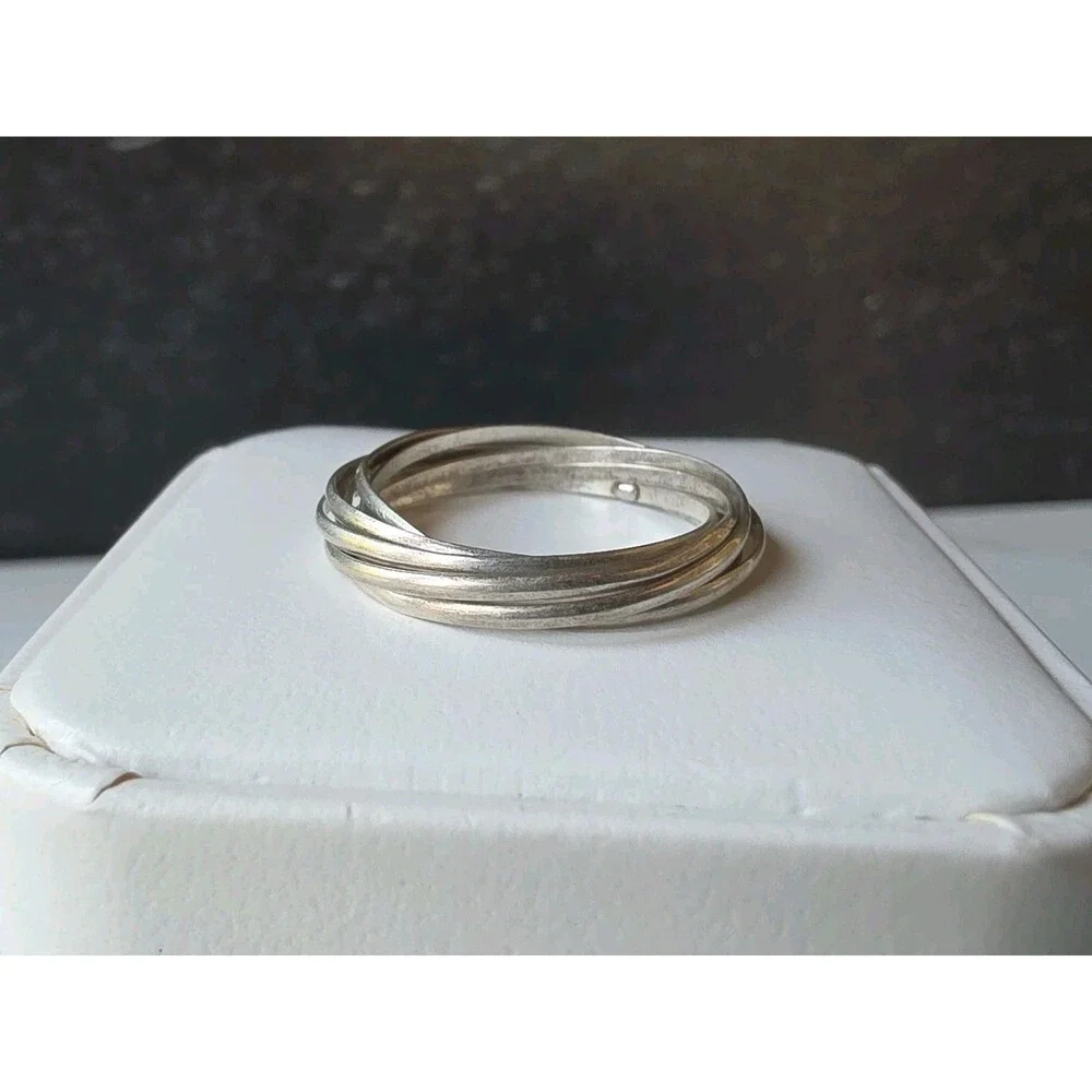 925 Sterling Silver Intertwined Bands Ring, Size US 8.5 Vintage